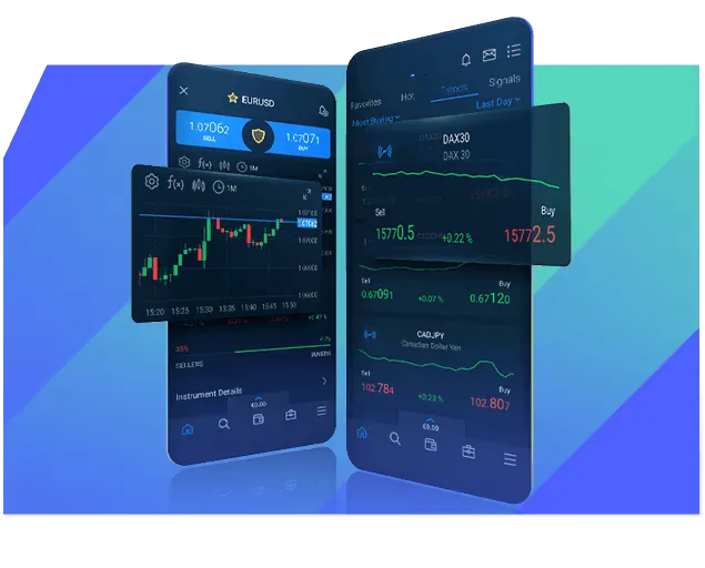 Two phones showing a gold price chart